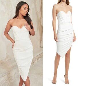 NWT Lavish‎ Alice Bustier Corset Cocktail Dress White Size 6 Midi Asymmetrical